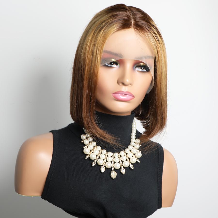 Short Bob Wig Hair P4/27/4 Straight 13x1 T Part Lace Front Wig